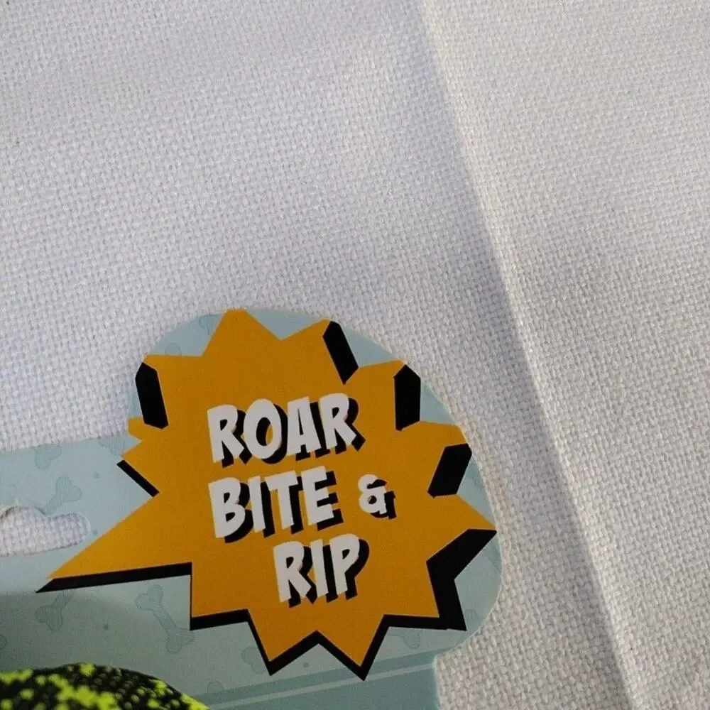 Roar Bite & Rip Alligator Dog Toy Stuffed Plush Squeaker Nylon Green Black New